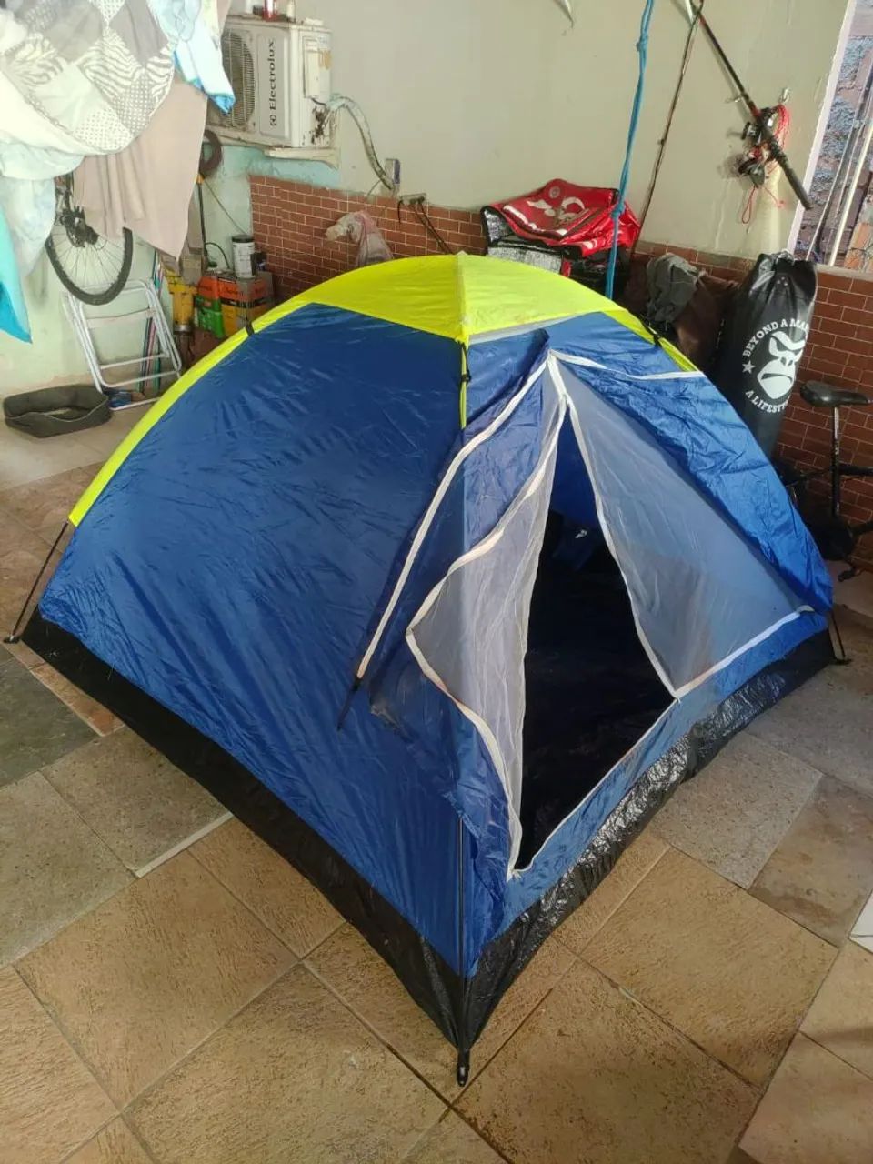 Barraca de Camping Azul e Amarelo 4 LUGARES - Foto 5