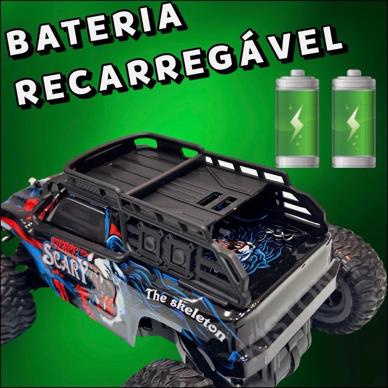 Carrinho Controle Remoto Fora Estrada RC Monster Recarregável Velocidade e diversão - Foto 4