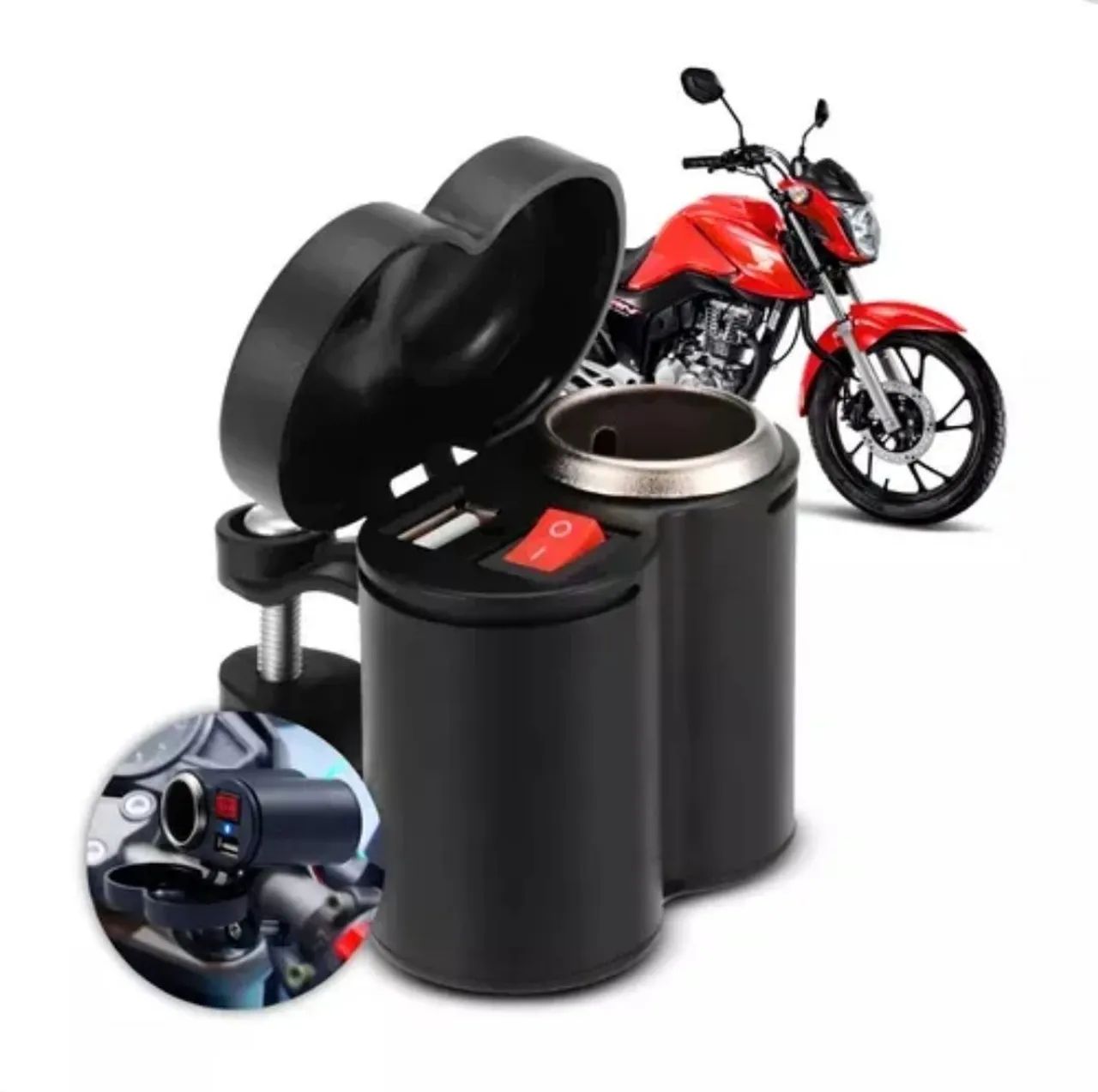 Carregador USB e Tomada 12V para Moto