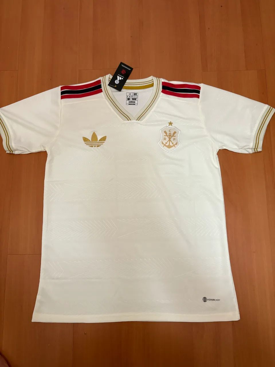 Camisa flamengo 3 bege dourada