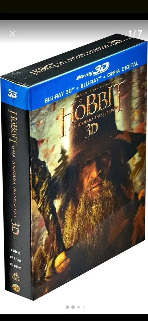 Blu- Ray 3D e 2D - O Hobbit uma Jornada Inesperada com 4 Discos e Luva Lenticular