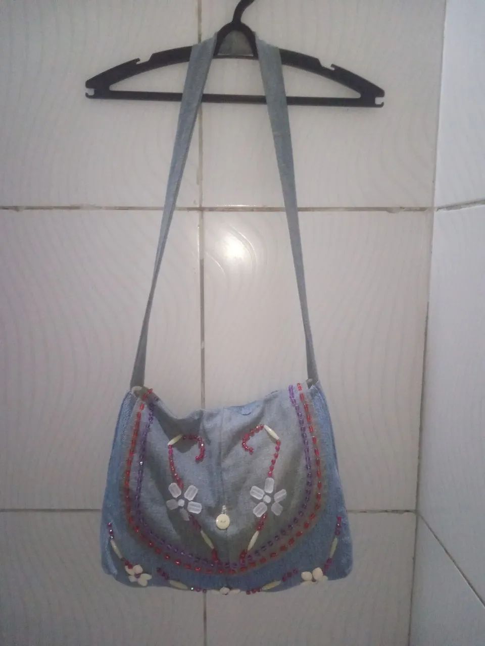 Bolsa de Ombro Jeans azul Feminino 