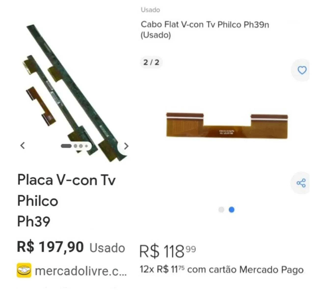 Cabo Flat V-CON 69.42T27.T01 +  Placas V-CON 39T06-C03 + T390HVN04.0 TV Philco 39" Marcelo