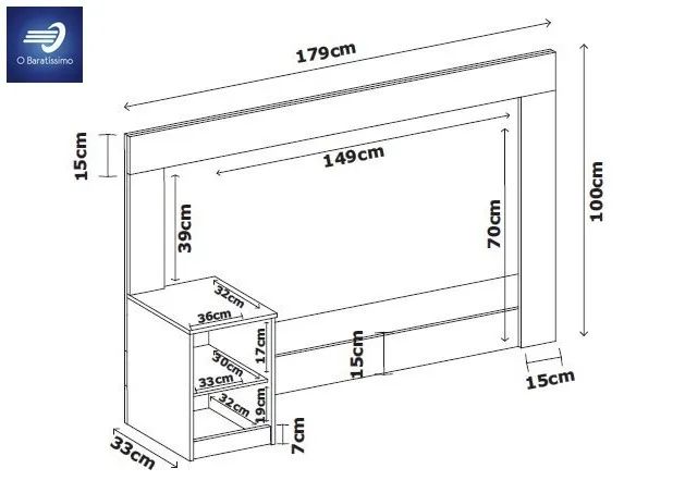 Cabeceira Casal com Criado com 1 Gaveta  - Foto 5