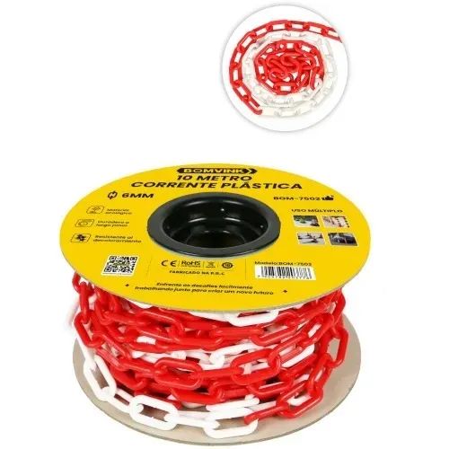 corrente plastica verm e bran 6 mm com 10 metros bom-7502