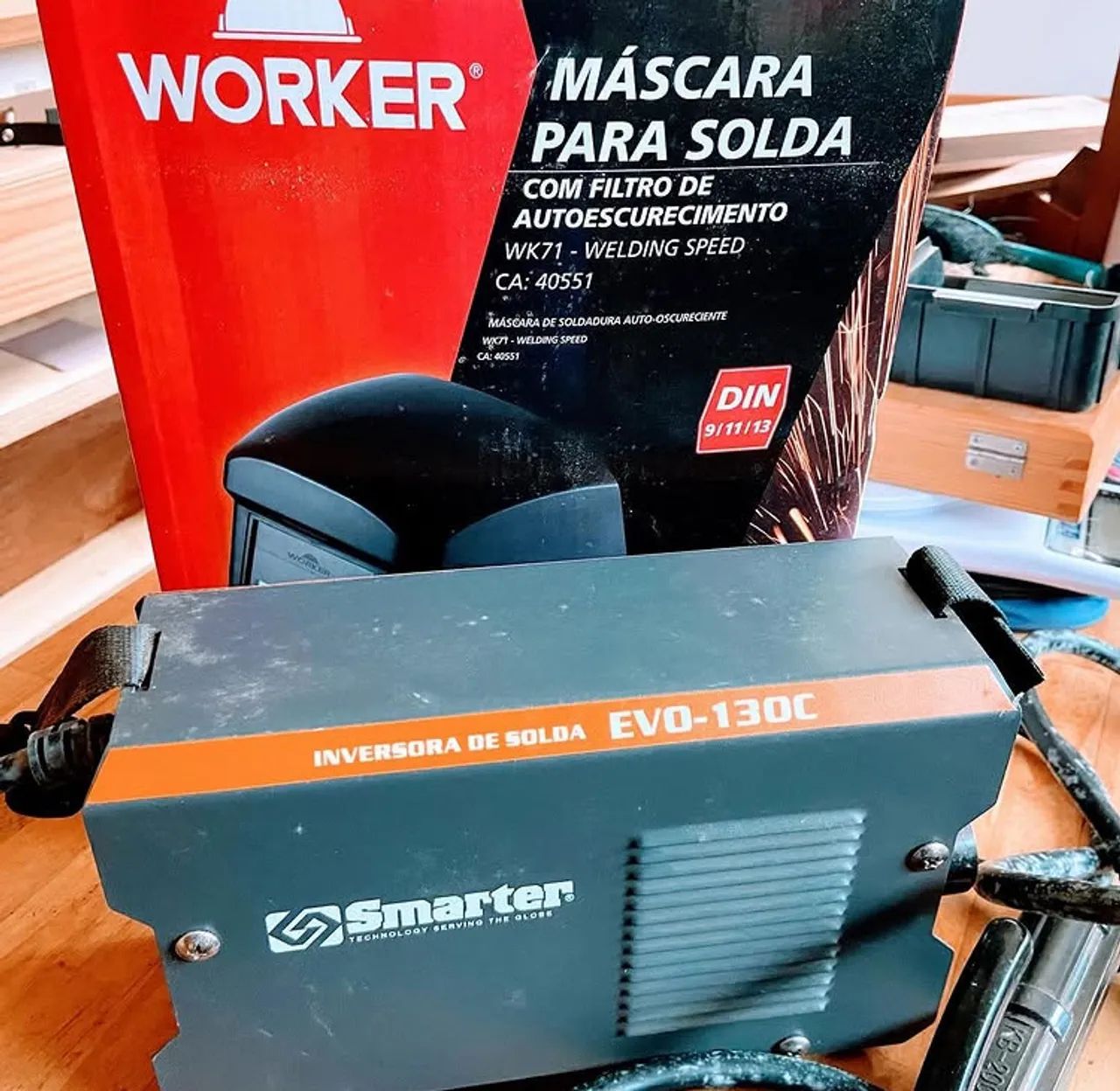 Kit de solda inversora e máscara 