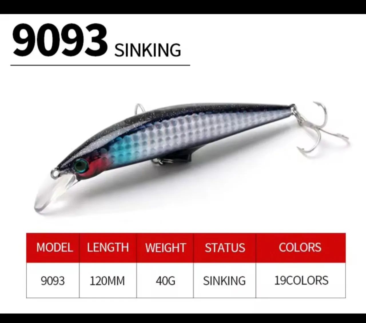 Iscas Artificiais 9093 Sinking 120mm 45g - Foto 4