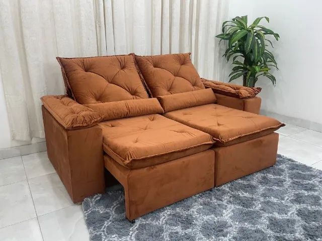 Sofá Retrátil e Reclinável Brasão 2,00 m Veludo- Entrega Rápida - Foto 2