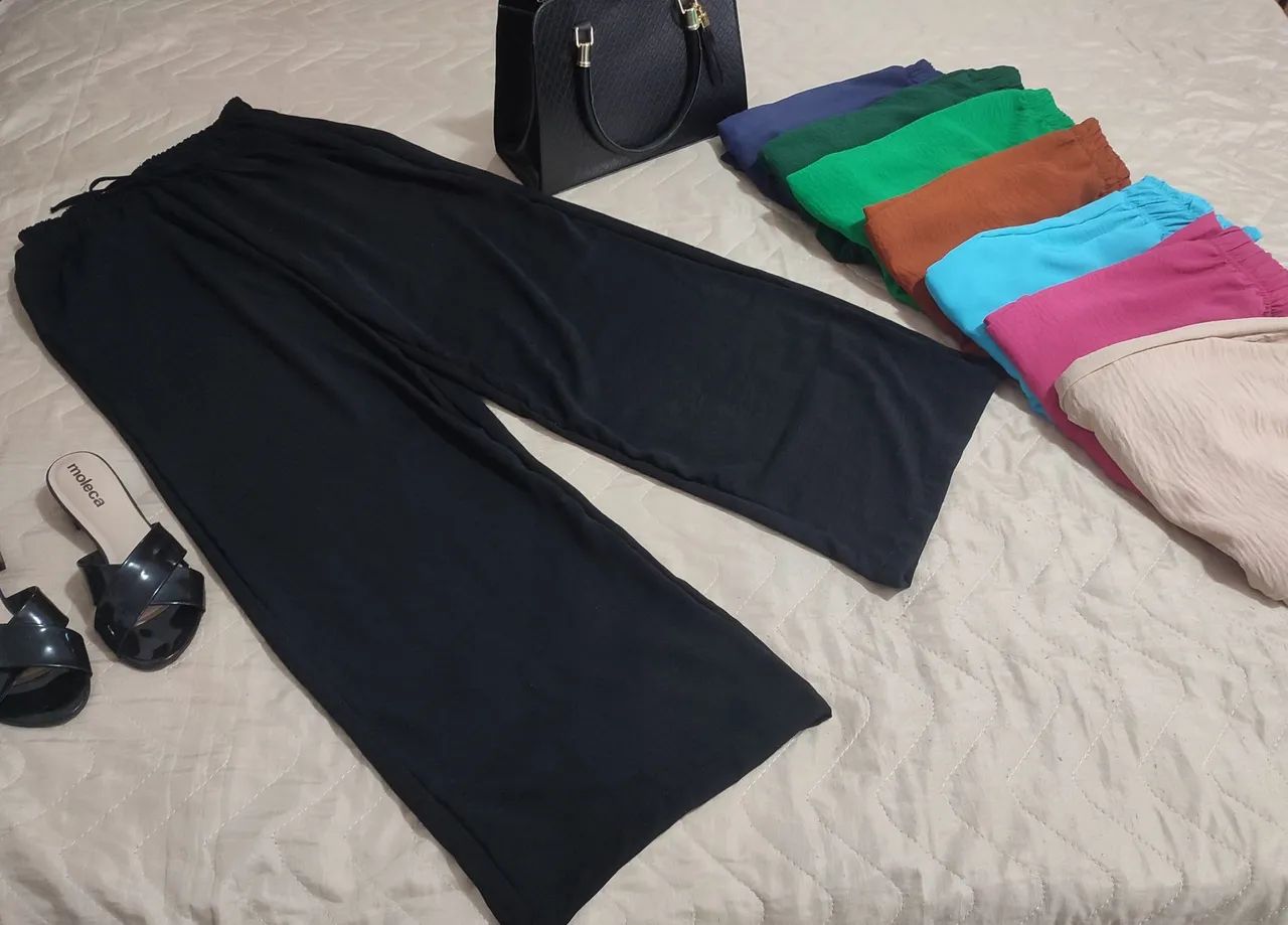 Calças Pantalonas de Crepe Duna 