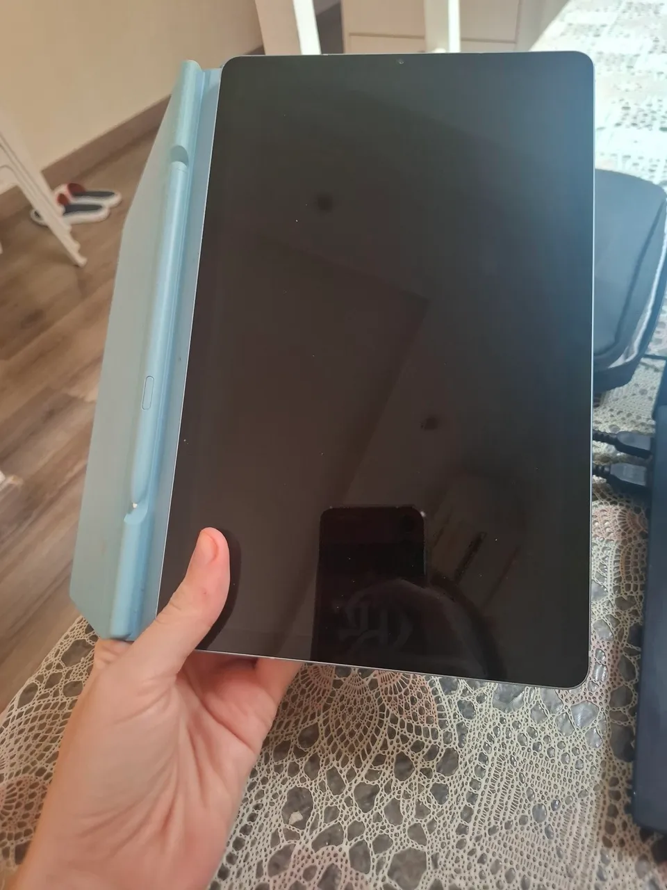 Tablet Samsung s6 lite azul 128gb + capa + caneta + mousse + teclado + capa