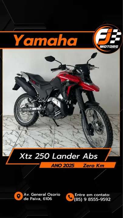 Yamaha XTZ 250 lander abs ano 2025,Zero km aceitamos cartão e financiamento bancário