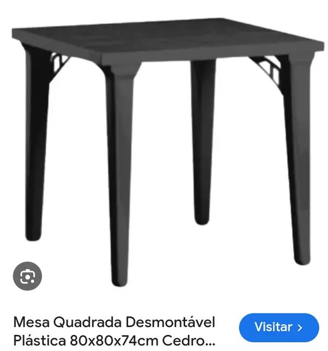 Mesa de plástico quadrada desmontável 80x80 - Foto 3