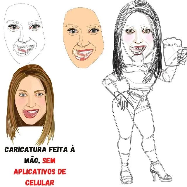 Caricatura -  Mulher bebendo chopp - Foto 5