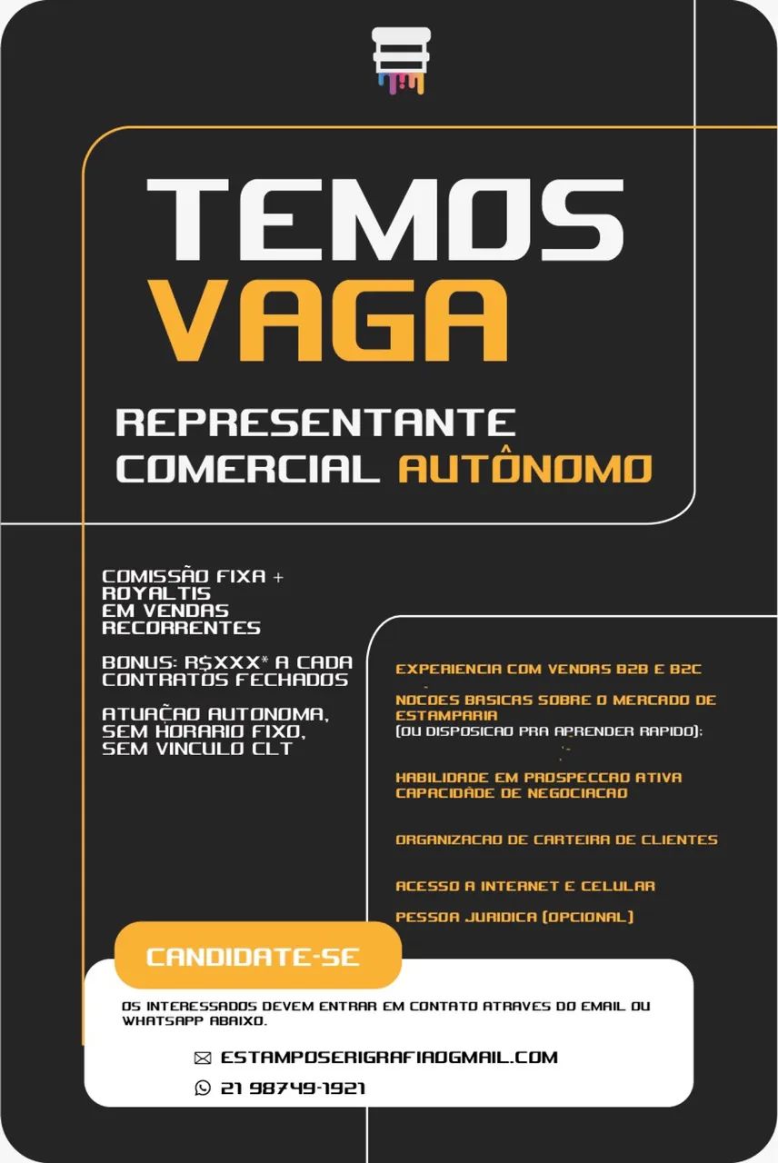 Vaga representante comercial autônomo - Vagas de emprego - Heliópolis ...