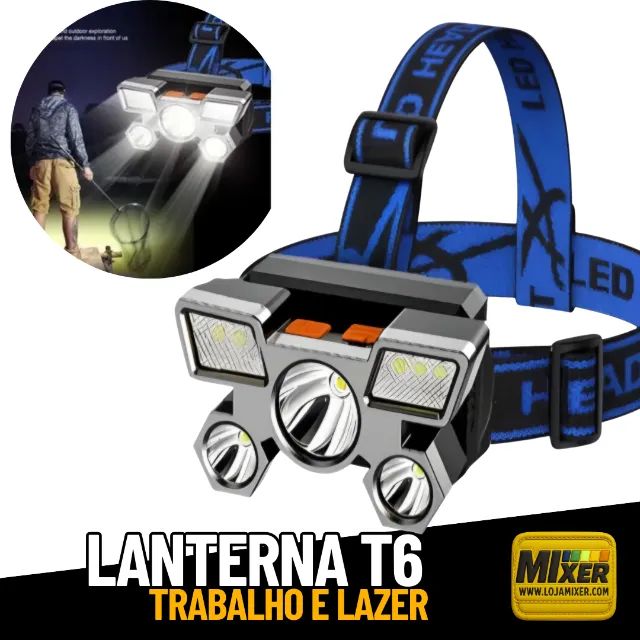 Lanterna de Cabeça 5 Leds Cree T6 Profissional Multiuso _ ES99