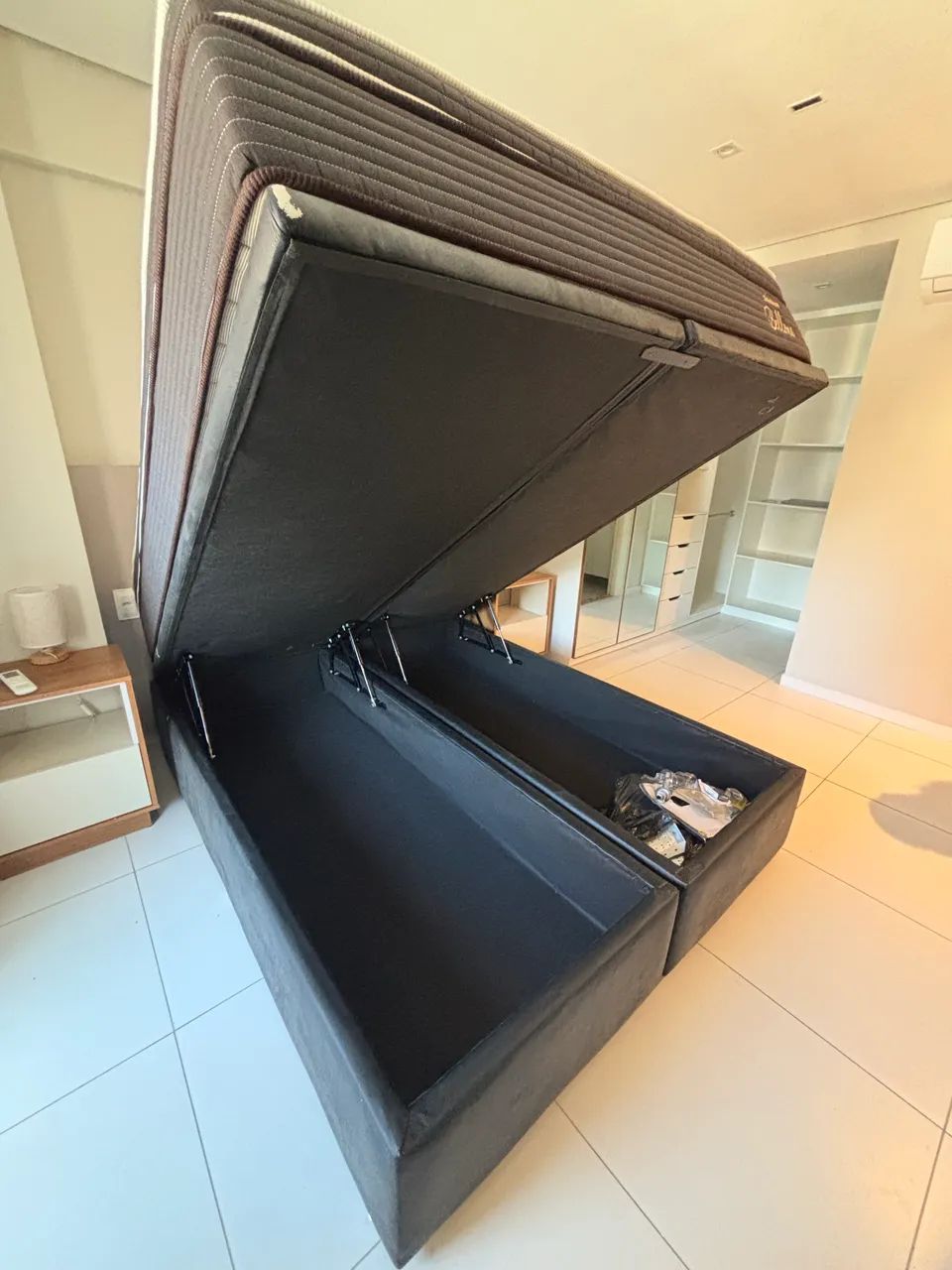 Cama queen completa ortobom - base com bau - Foto 2