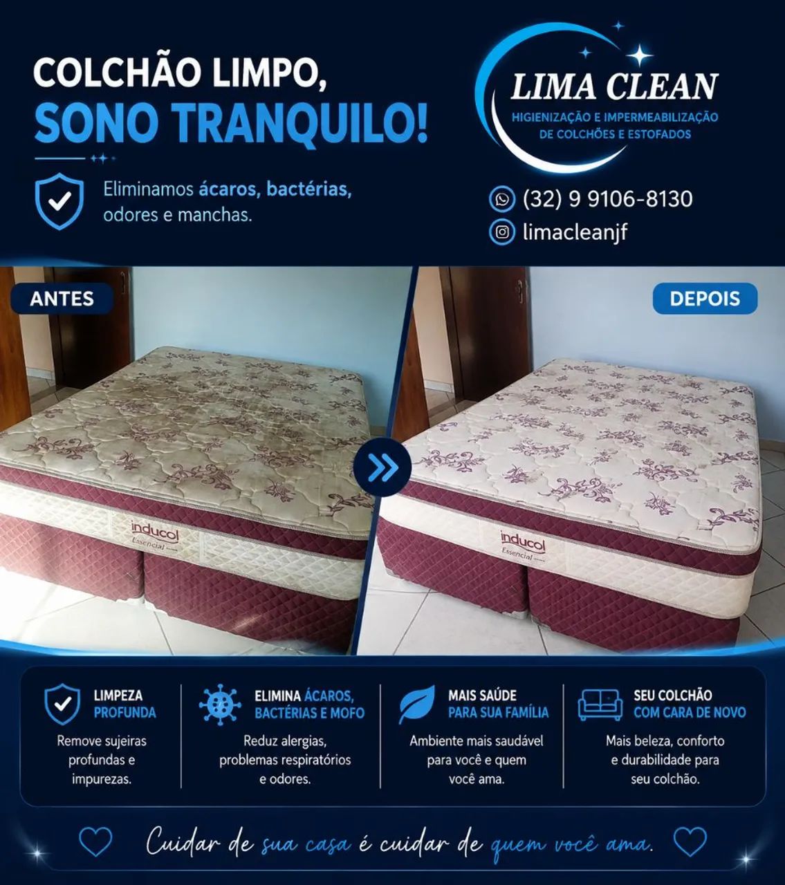 Higienização personalizada e profissional de colchão 