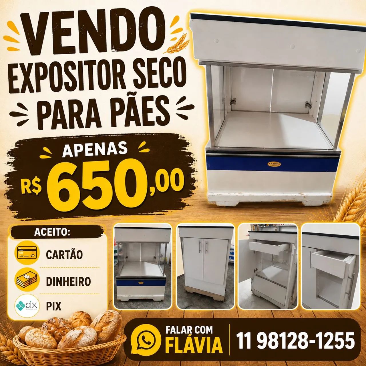 Expositor seco para paes