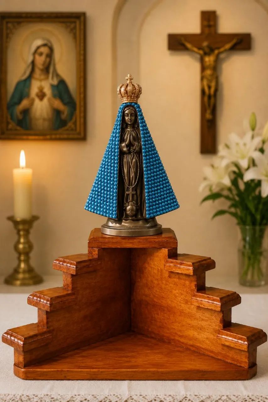 Altar de oração cristão de madeira rústico  - Foto 3