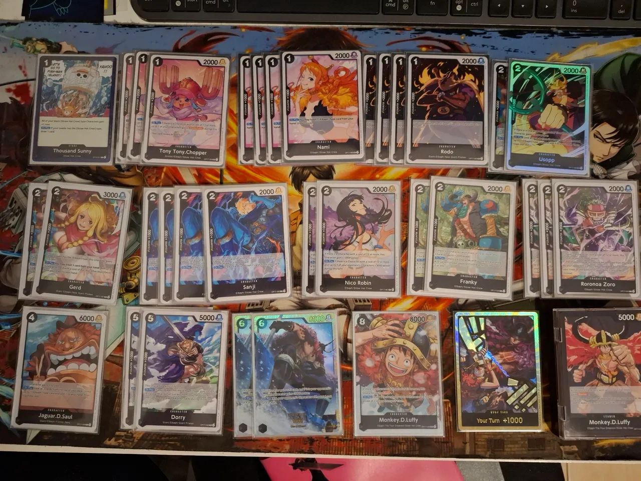 Grande parte do Deck de Luffy Obath One Piece Card Game TCG