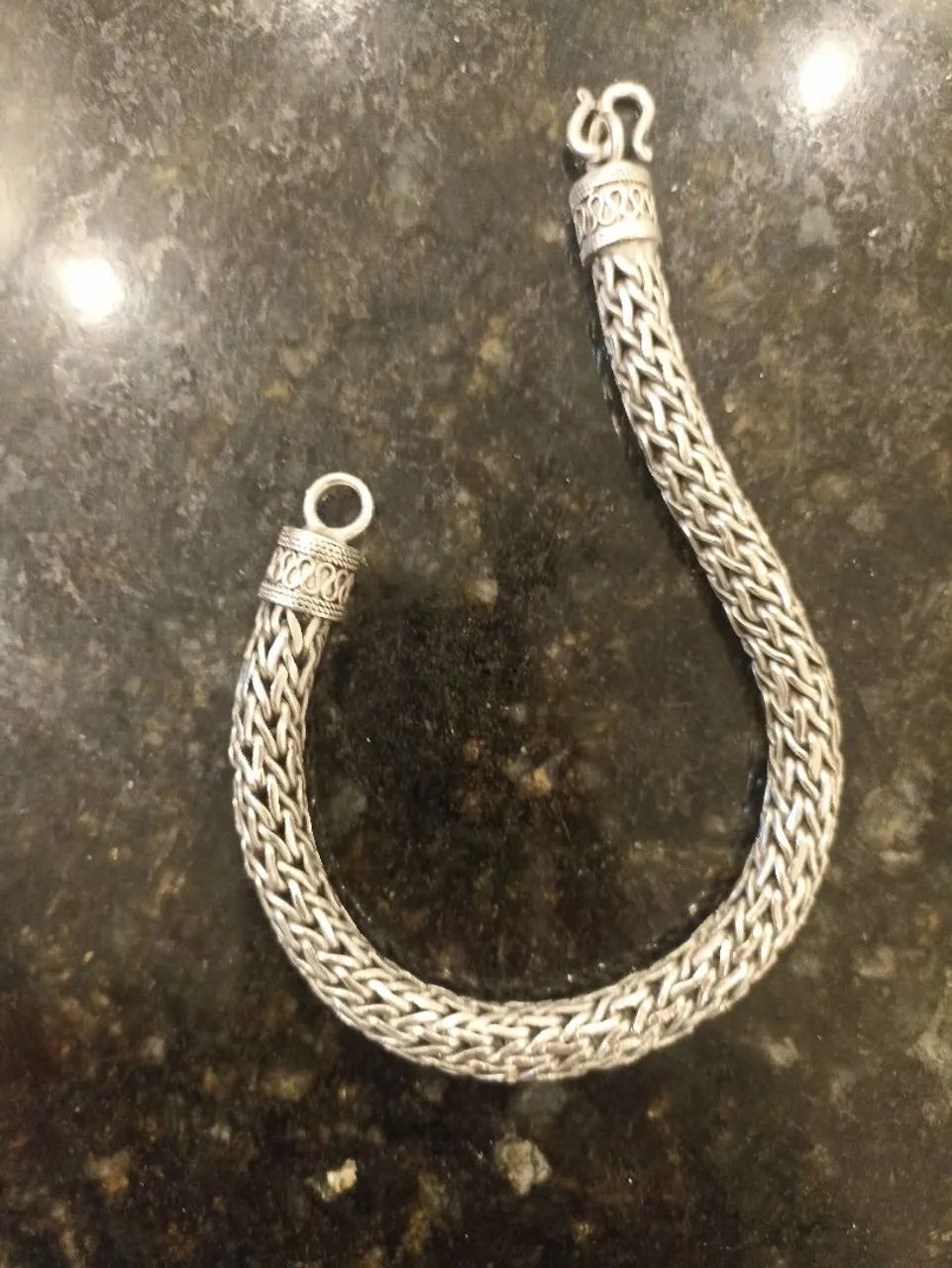 Pulseira de prata grossa raridade 