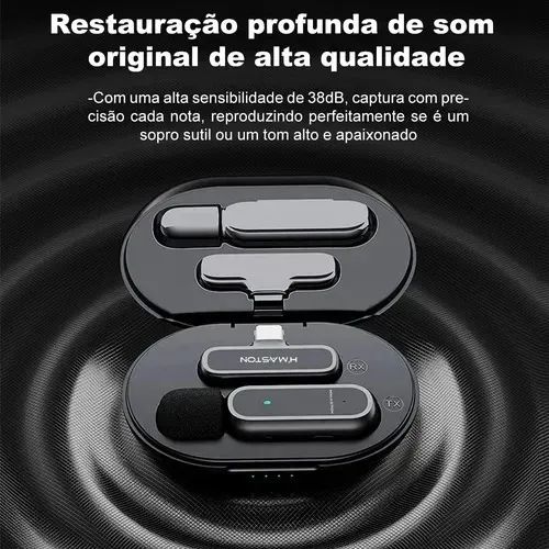 Microfone De Prender Sem Fio LIGHTING 2em1 H'MASTON - Foto 5
