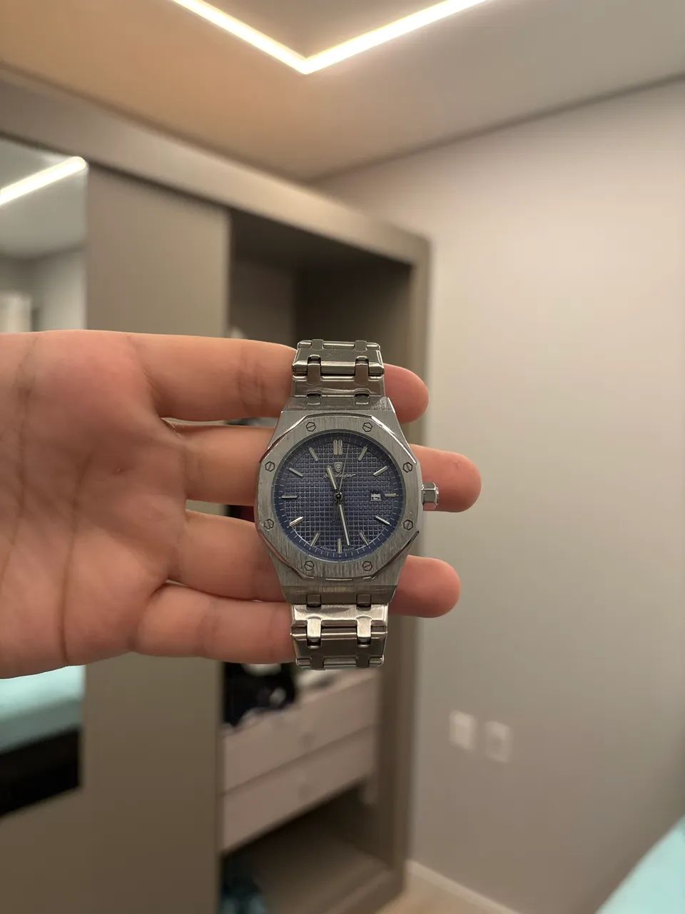 Relógio Poedagar Original Masculino Aço Inox Azul - Excelente Estado - Foto 2