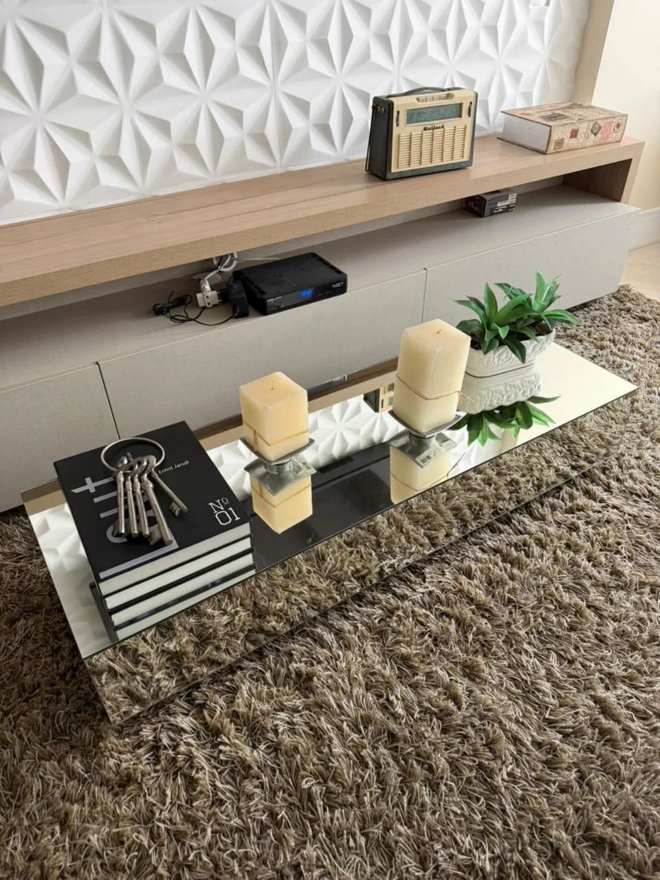 Mesa de centro de vidro 