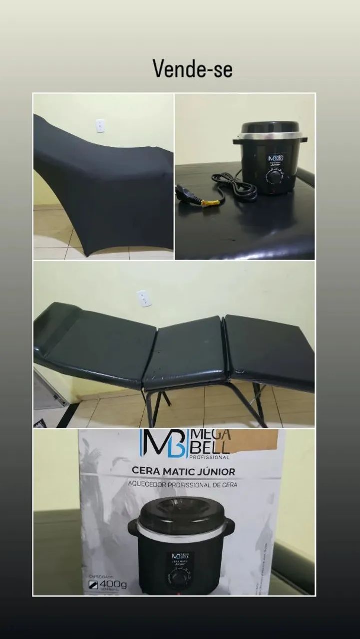 Maca e panela eletrônica para depilação. 