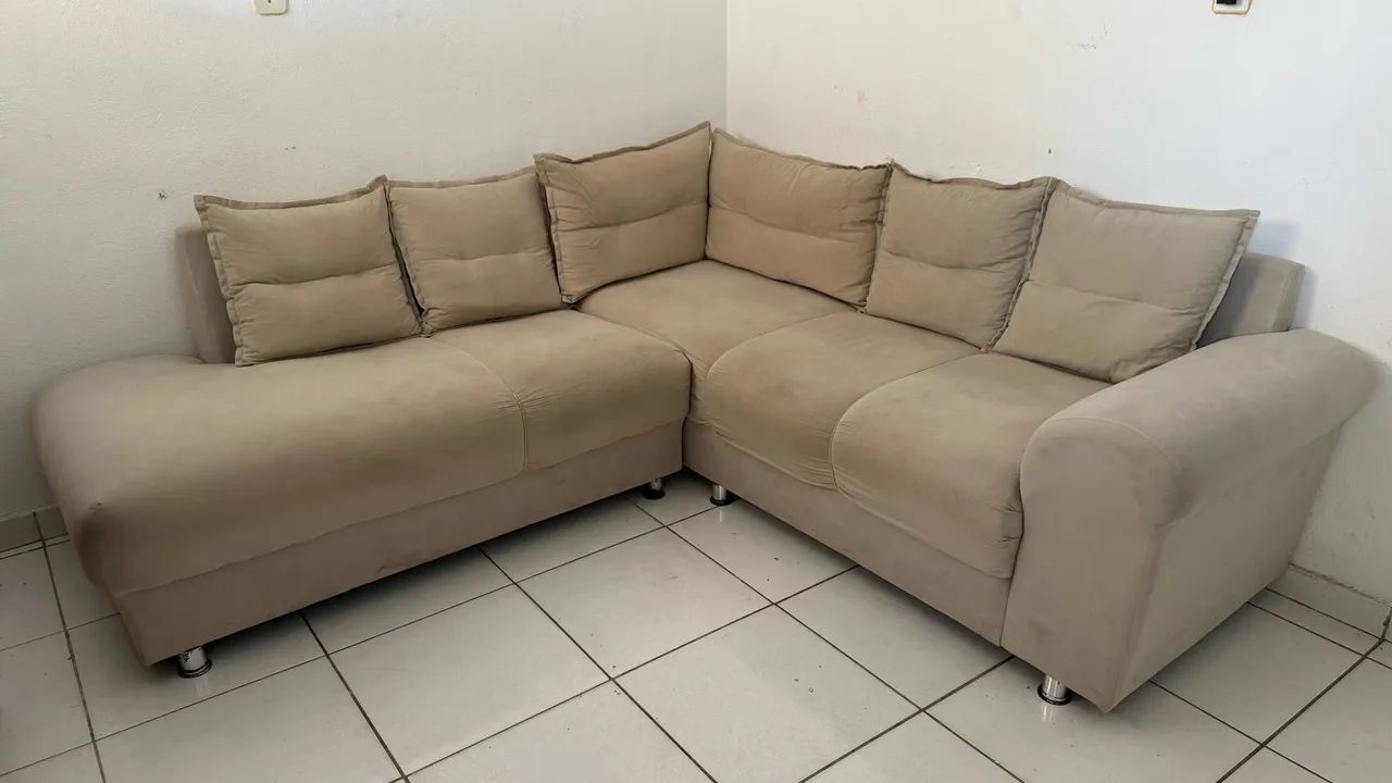 Sofá bege em L - Foto 2