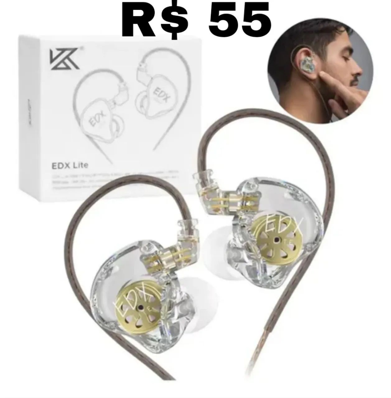 Fone KZ Edx Lite com Microfone R$ 55