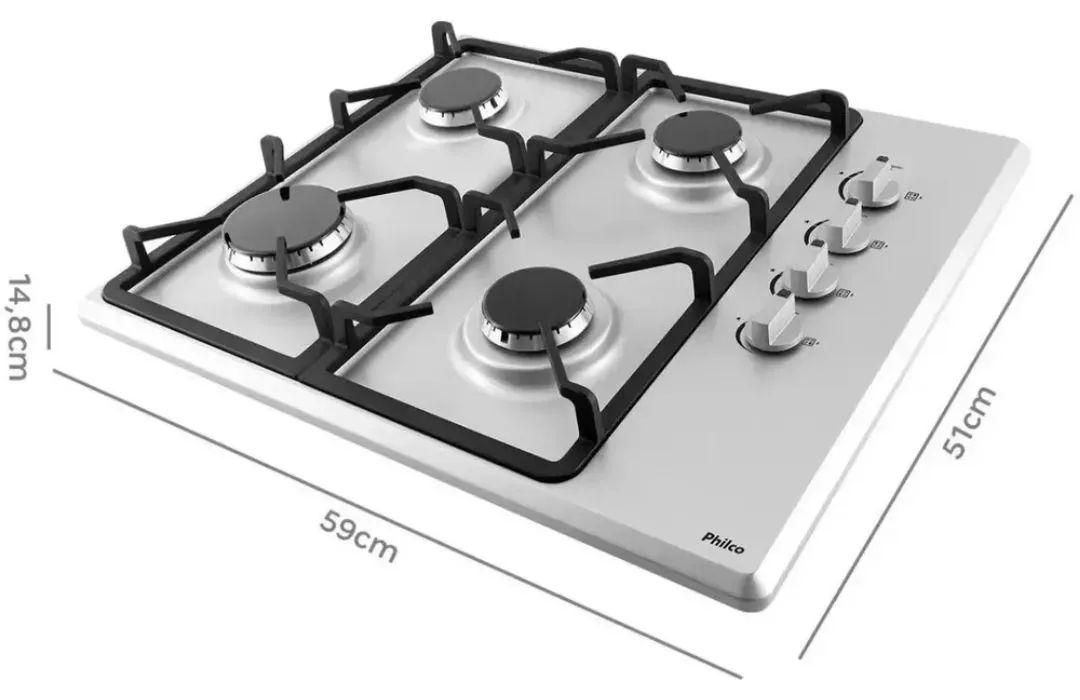 Cooktop Pct04i 4 Bocas A Gás Automático Inox Philco - Foto 2