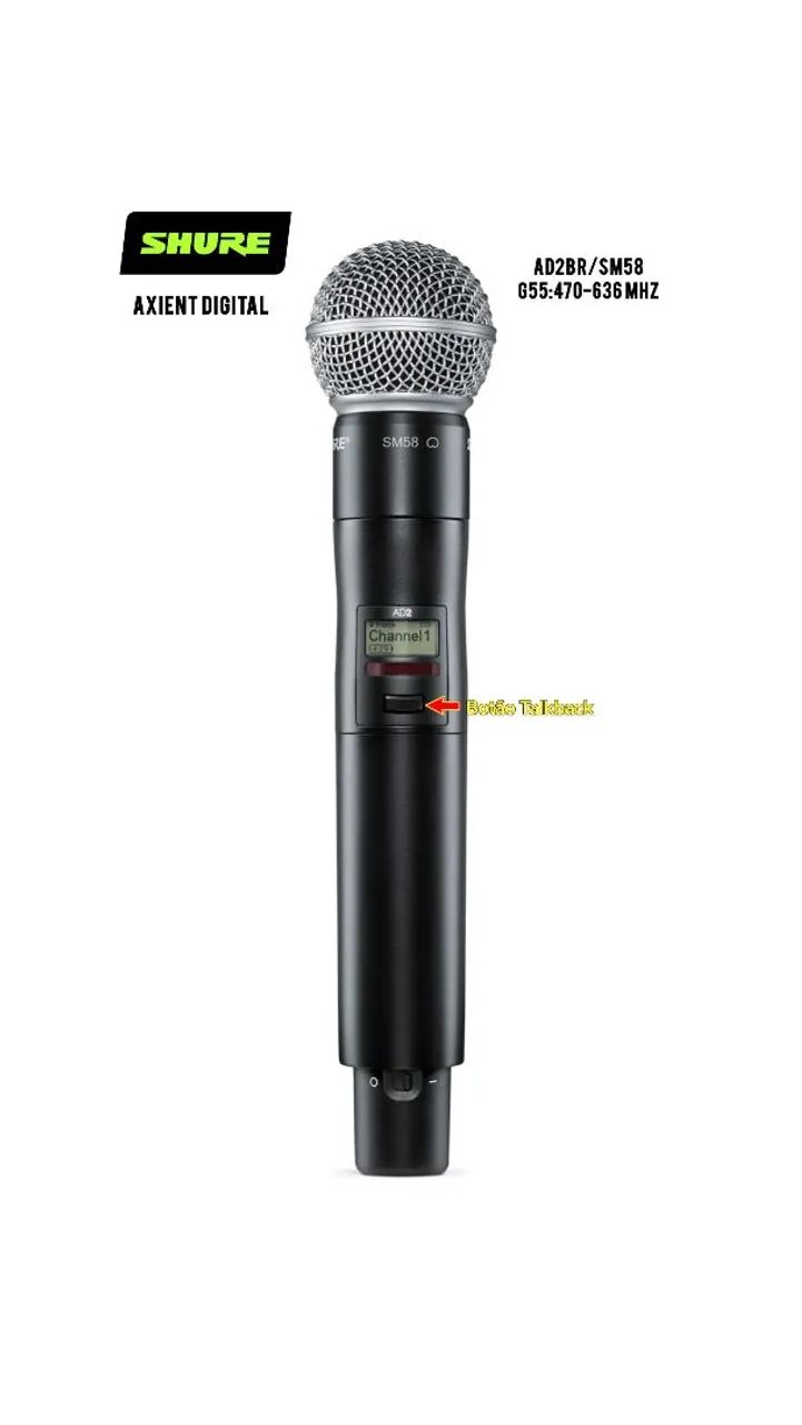 2 Microfones Sem Fio Original Axient Digital AD2 SM58 COM TALKBACK ( G55 470-636MHz ) - Foto 5