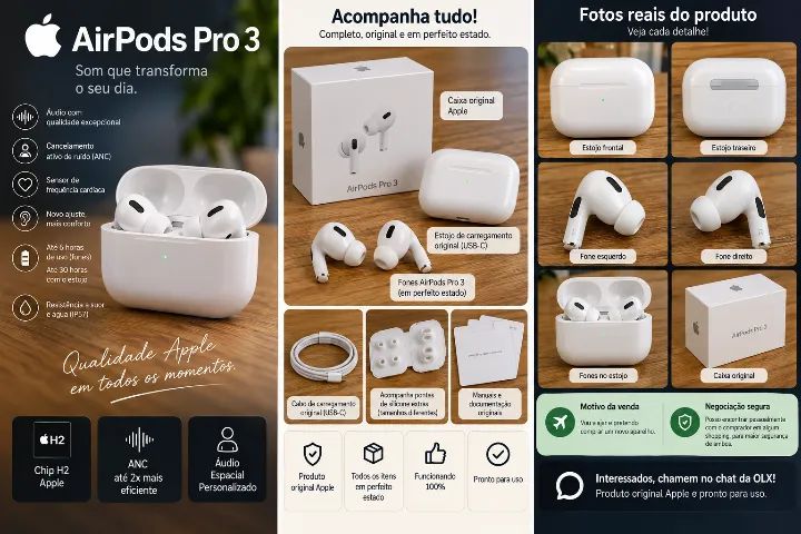 Apple AirPods Pro 3 Original com Garantia até novembro de 2026