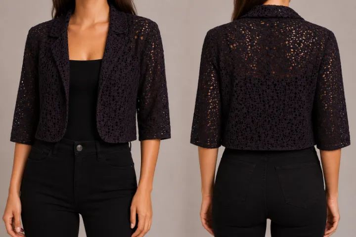 Bolero de renda preto