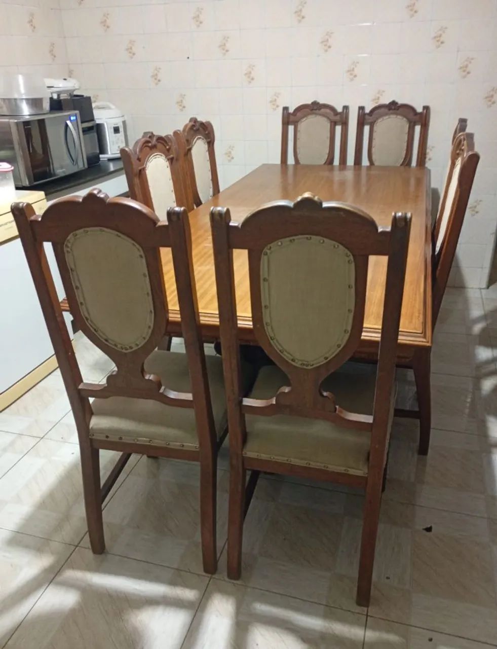 Mesa madeira maciça 8 cadeiras 2,20m x 1m