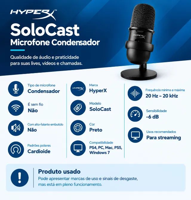 HyperX SoloCast ? Microfone Condensador