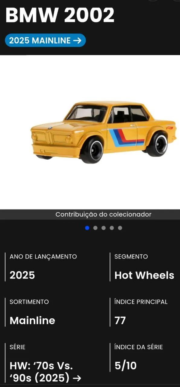 Hotweels BMW 2002 Amarela