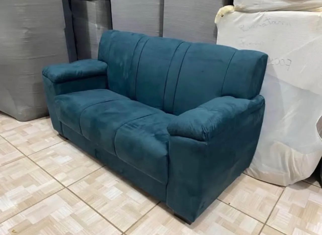 Sofá Fixo 3 Lugares Azul PEÇA ÚNICA ( NOVO ) 65568123046017120