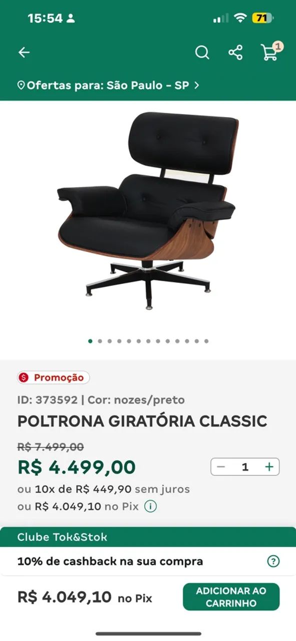POLTRONA GIRATÓRIA CLASSIC - COR: VERDE - Foto 4