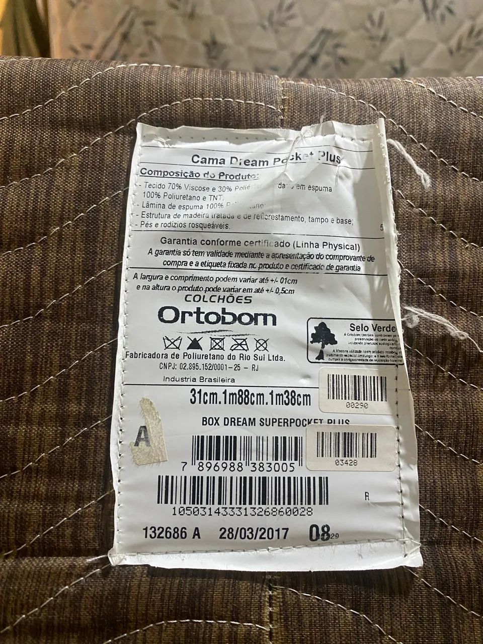 Base Cama Box Casal Ortobom (SemiNova)
