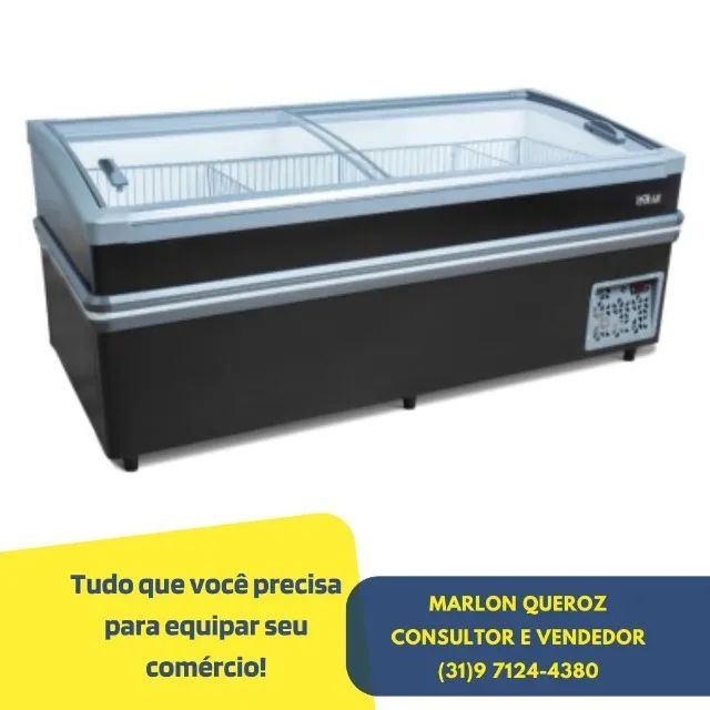 Ilha para Congelados Vidro Curvo 2M Polar 