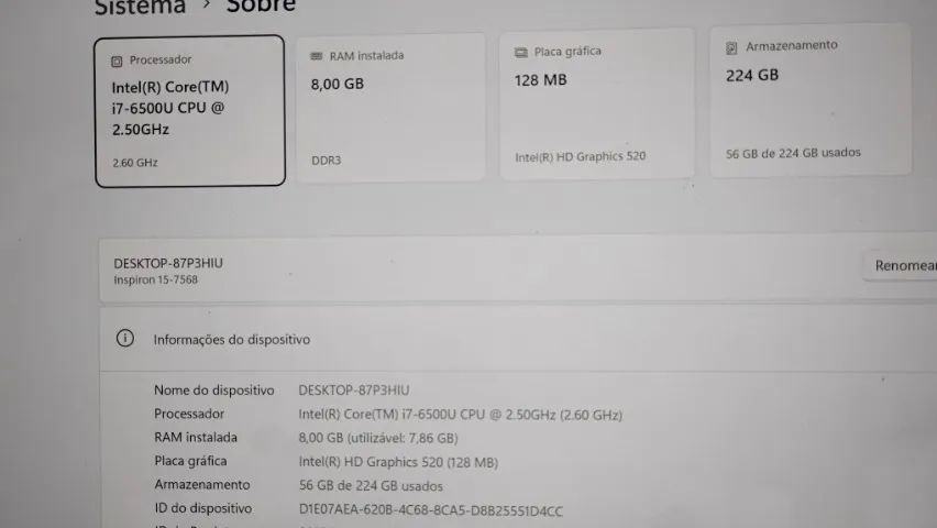 Notebook Dell 7568 - i7 touch - 8gb - ssd 256 - Foto 5