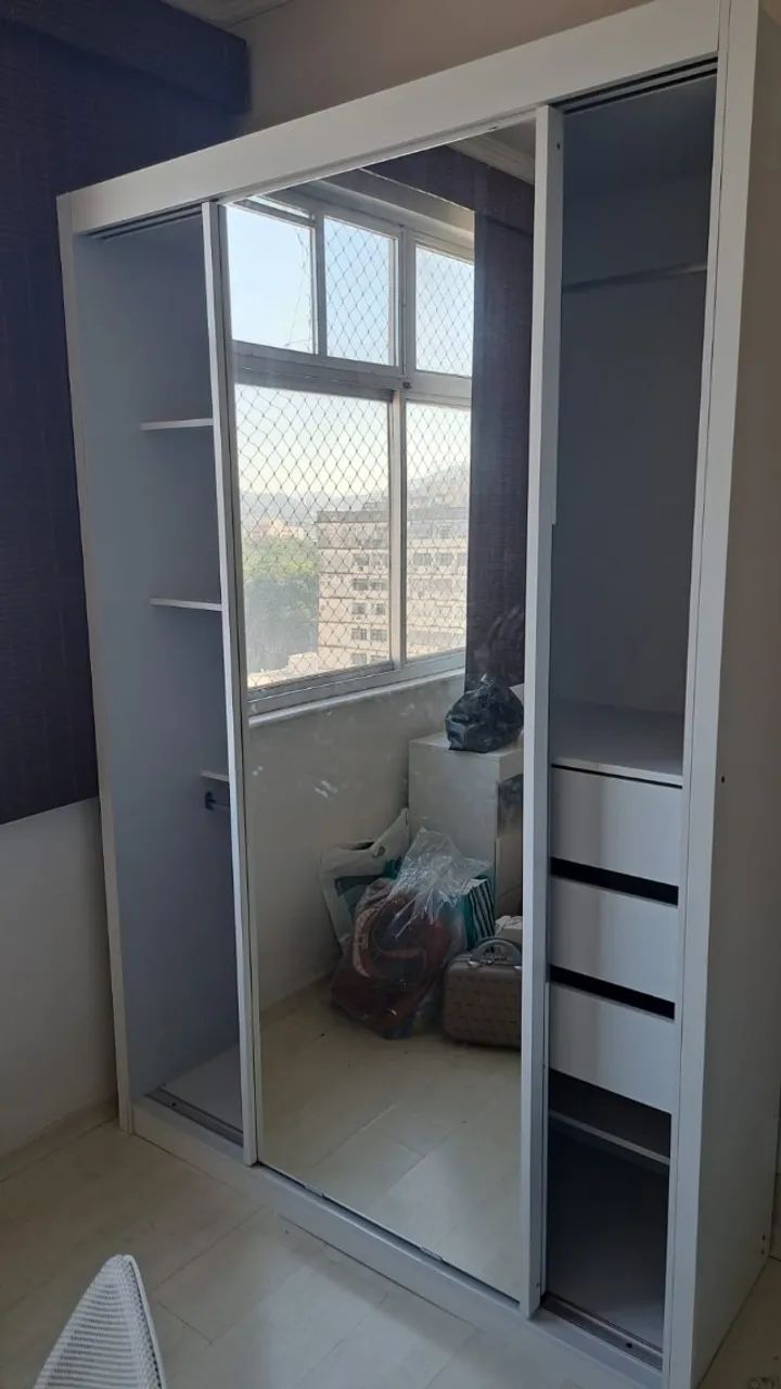 Guarda Roupas Solteiro 2 Portas  com espelho- 100% MDF - Foto 2