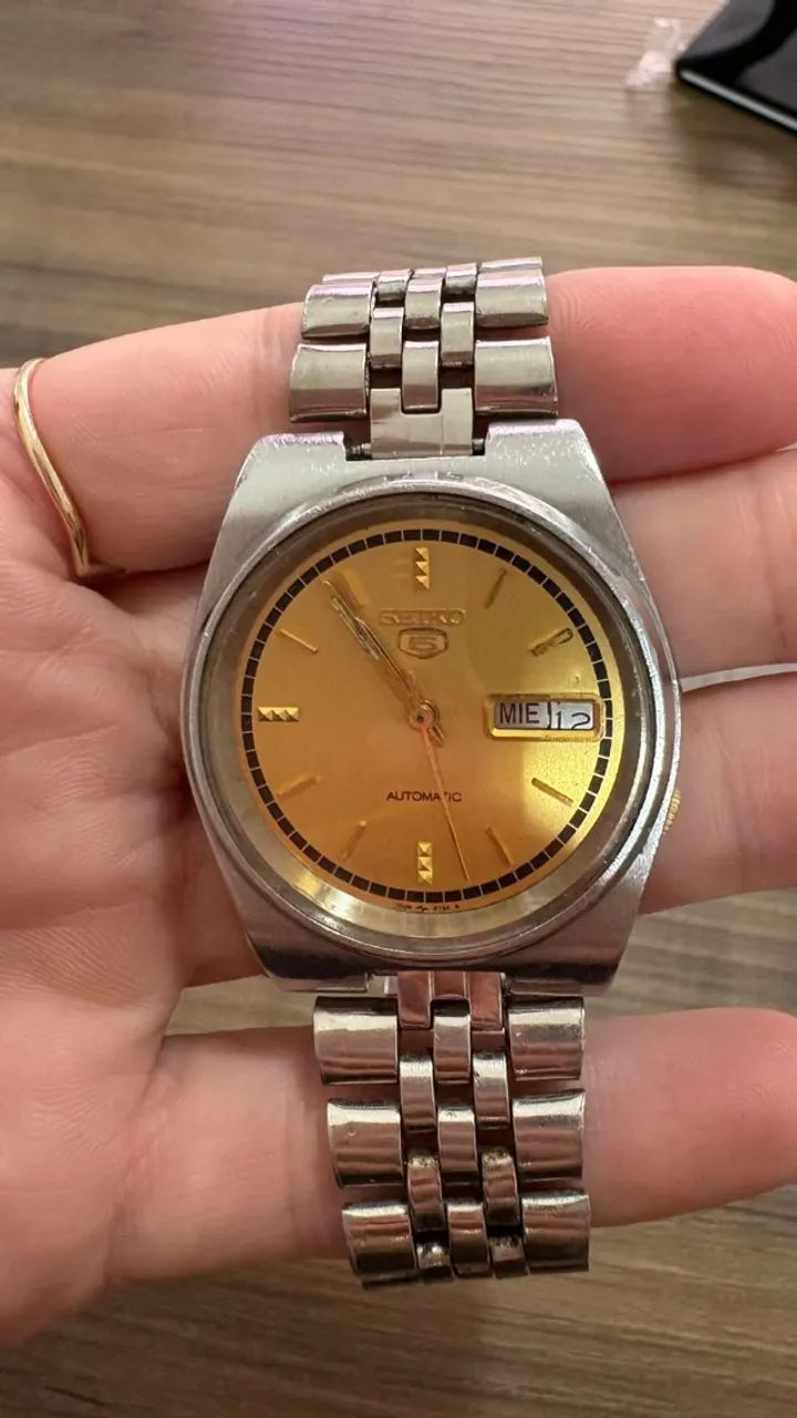 Relógio Seiko 5 Automático Vintage Dourado - Foto 3