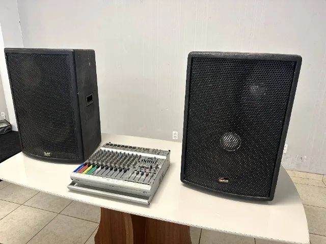 Som Profissional com 2 Caixas de Som + Mesa de Som Amplificada - Foto 2