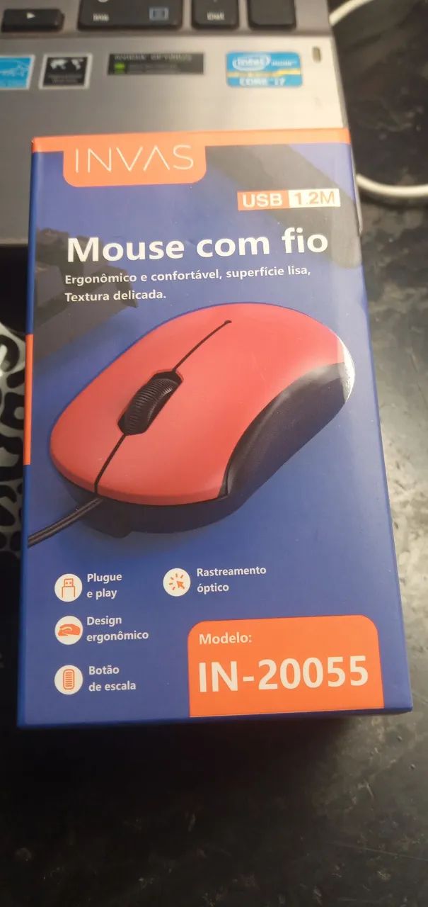 Mouse óptico USB com fio 