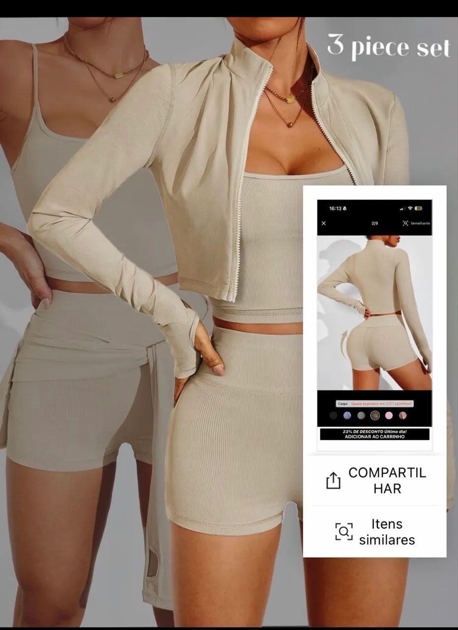 Conjunto Academia SHEIN, 3 peças  - Foto 3