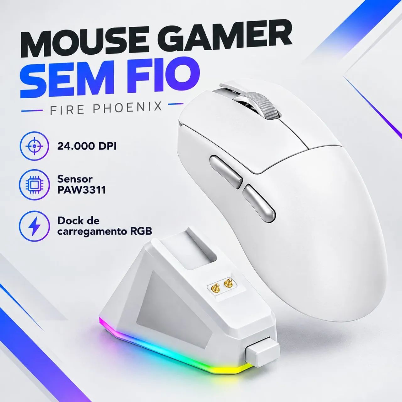 MOUSE GAMER FIRE PHOENIX BK-R3X WHITE