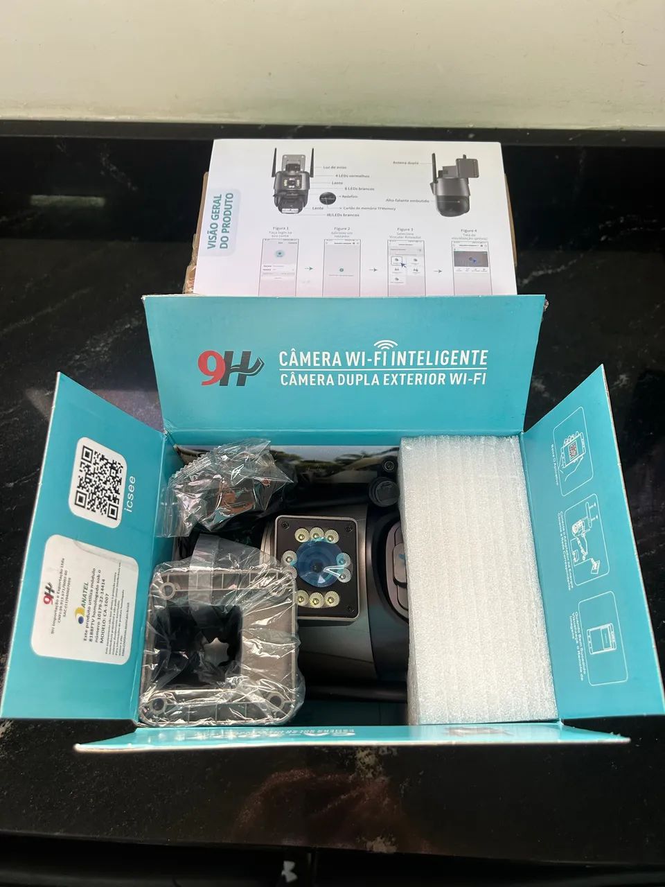CÂMERA SEGURANÇA 2 Lentes Tela Dupla Visão Noturna Detector